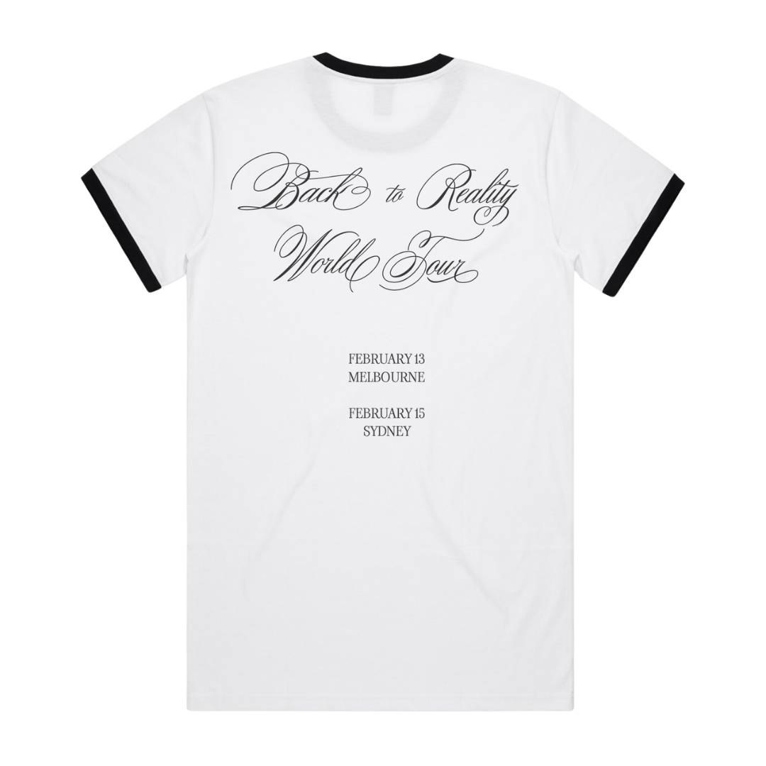 PRYVT 'Back to Reality' Australia Tour White & Black Ringer T-Shirt