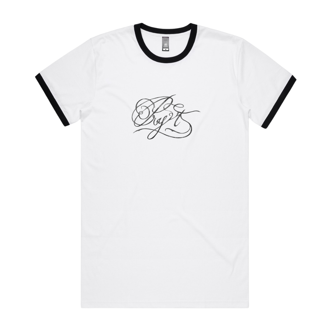 PRYVT 'Back to Reality' Australia Tour White & Black Ringer T-Shirt